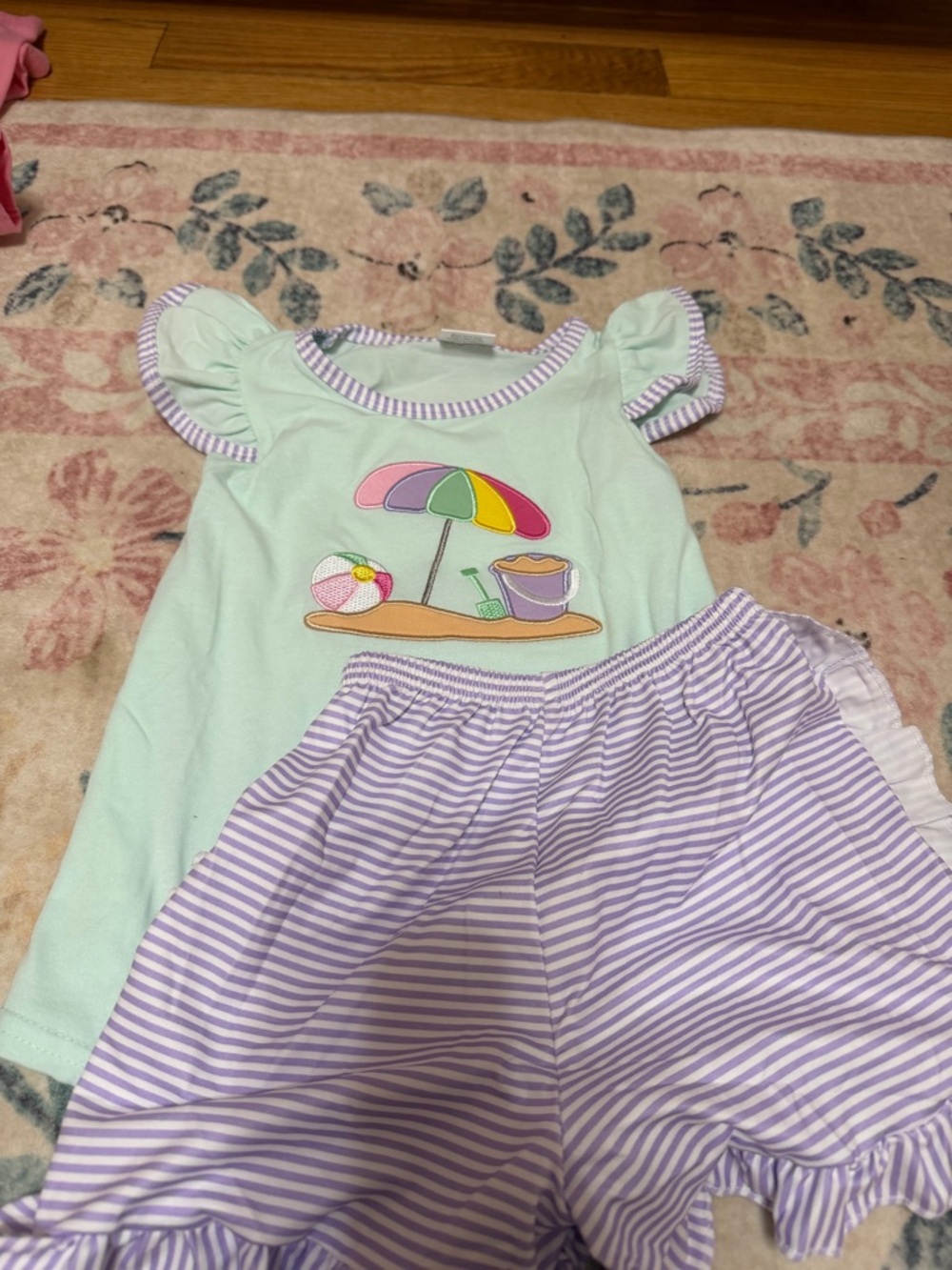 Girls' Mint & Lavender Beach-Themed Matching Set